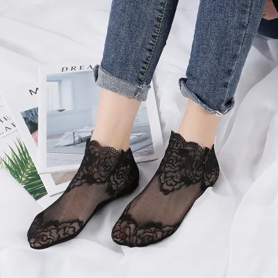 Women Lace Flower Mesh Socks